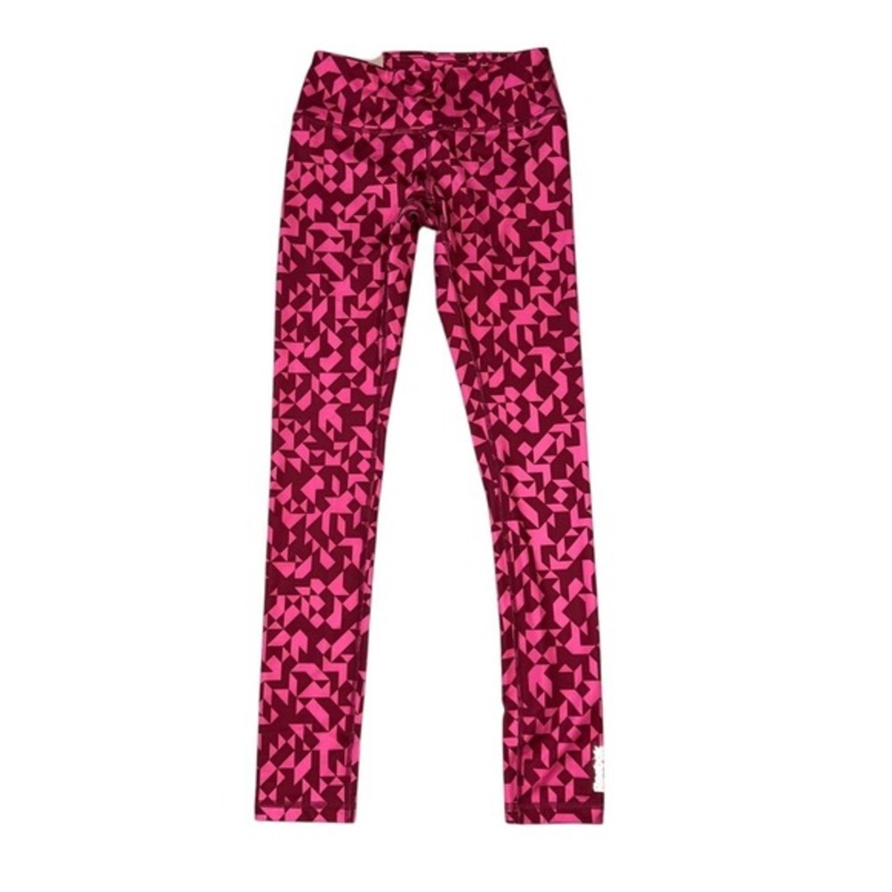 NWT Reebok Leggings Geometric Print Rumba Red Womens Size‎ XS